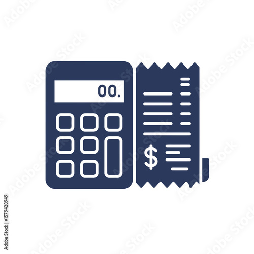 Calculator and receipt illustration in flat design style  