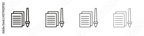 Wills and trusts icons in minimalistic thin line strokes designs