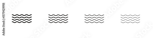 Wave icons in minimalistic thin line strokes designs