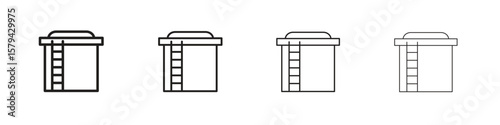 Water tank icons in minimalistic thin line strokes designs