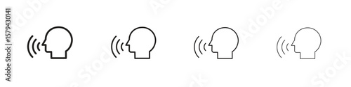 Voice control icons in minimalistic thin line strokes designs