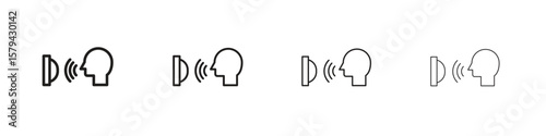 Voice control icons in minimalistic thin line strokes designs