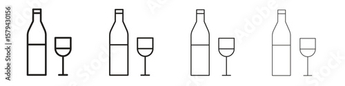 Vodka icons in minimalistic thin line strokes designs