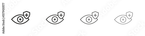 Vision insurance icons in minimalistic thin line strokes designs