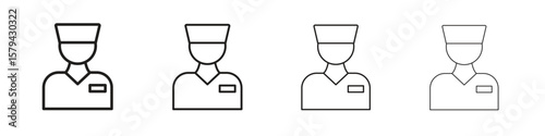 Valet icons in minimalistic thin line strokes designs