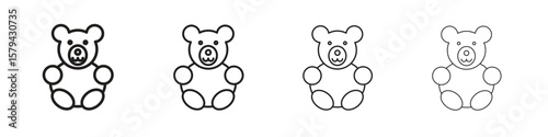 Teddy bear icons in minimalistic thin line strokes designs