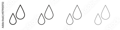 Tear drop icons in minimalistic thin line strokes designs