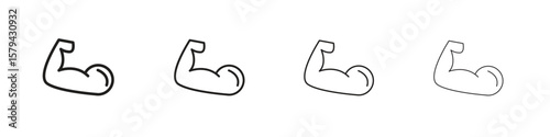Strong arm icons in minimalistic thin line strokes designs