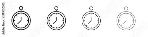 Stopwatch icons in minimalistic thin line strokes designs