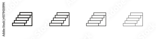 Stairs icons in minimalistic thin line strokes designs