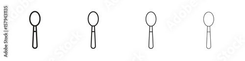Spoon icons in minimalistic thin line strokes designs