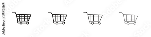 Shopping cart icons in minimalistic thin line strokes designs