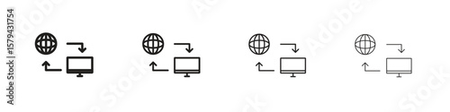 Remote Access icons in minimalistic thin line strokes designs