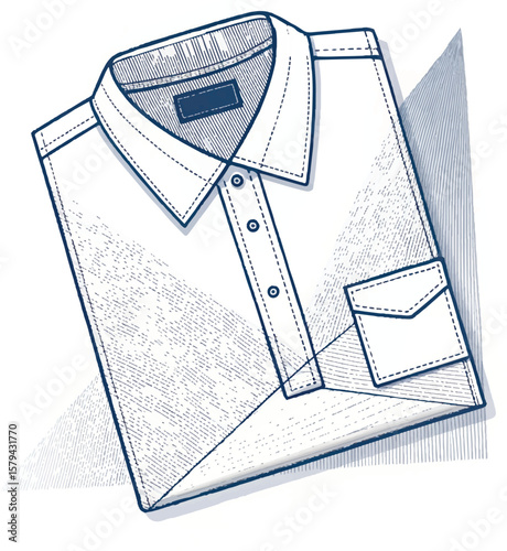 Elegant Folded Polo Shirt with Detailed Collar and Pocket Design