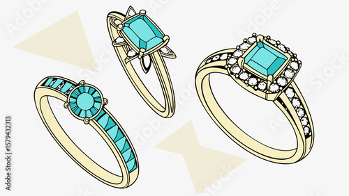 Explore stunning gold rings with turquoise gemstones for engagement and fashion jewelry style and elegance