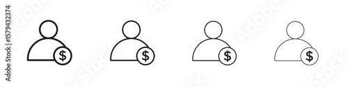 Personal loan icons in minimalistic thin line strokes designs