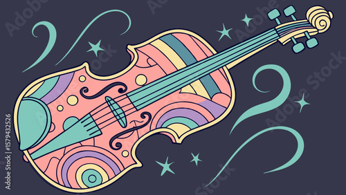 Download this colorful violin illustration for music lovers and musicians with artistic flair now free