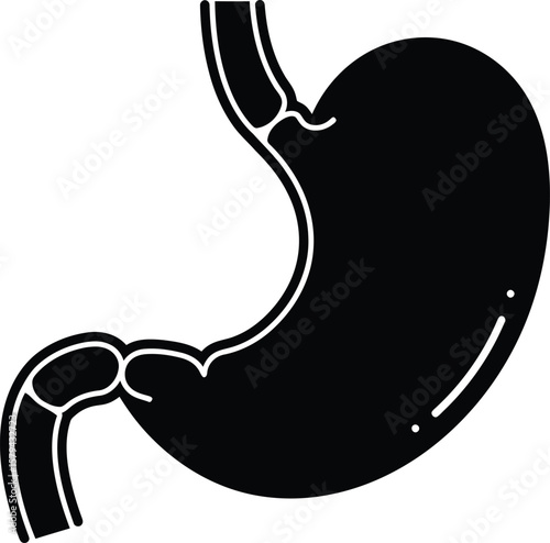 Black Human Stomach Organ Icon - AI Generative
