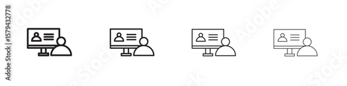 Online course icons in minimalistic thin line strokes designs
