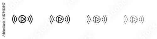 Livestream icons in minimalistic thin line strokes designs