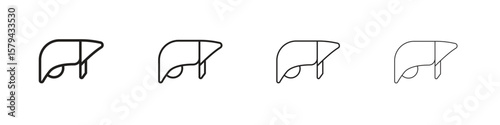 Liver icons in minimalistic thin line strokes designs