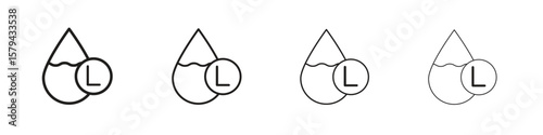 Liter icons in minimalistic thin line strokes designs