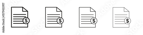 Invoice icons in minimalistic thin line strokes designs