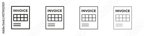 Invoice icons in minimalistic thin line strokes designs