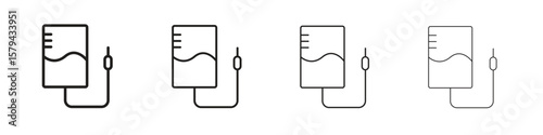Intravenous icons in minimalistic thin line strokes designs