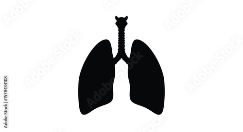 Black Human Lungs Silhouette - AI Generative
