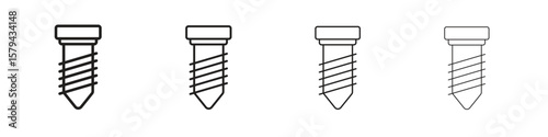 Implant Fixture icons in minimalistic thin line strokes designs