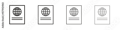 Immigration icons in minimalistic thin line strokes designs