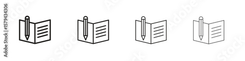 Homework icons in minimalistic thin line strokes designs