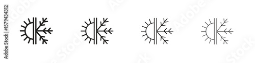 Hot and cold icons in minimalistic thin line strokes designs