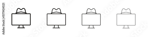 Hacker icons in minimalistic thin line strokes designs