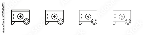 Generator icons in minimalistic thin line strokes designs