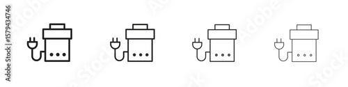 Garbage disposal icons in minimalistic thin line strokes designs