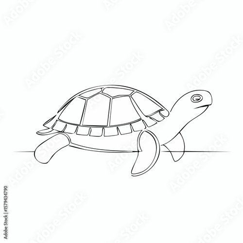 Single Line Drawing of a Tortoise Walking (1)