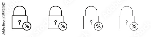 Fixed rate mortgage icons in minimalistic thin line strokes designs