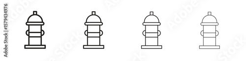 Fire hydrant icons in minimalistic thin line strokes designs