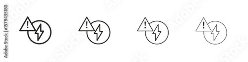 Electric Problem icons in minimalistic thin line strokes designs