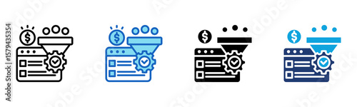 Conversion Rate Optimizer icon Multi Style Vector Illustration