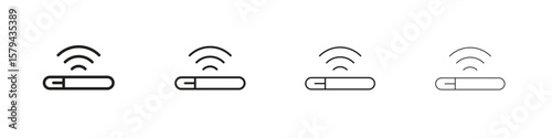 Dog microchip icons in minimalistic thin line strokes designs