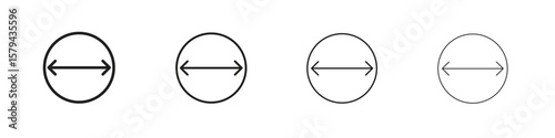 Diameter icons in minimalistic thin line strokes designs
