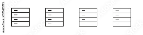 Data center icons in minimalistic thin line strokes designs