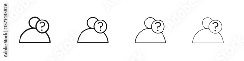 Curious human icons in minimalistic thin line strokes designs