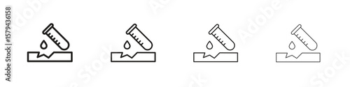 Corrosive substance icons in minimalistic thin line strokes designs