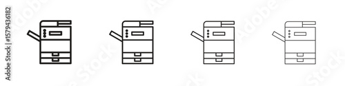 Copier icons in minimalistic thin line strokes designs
