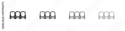 Cinema seat icons in minimalistic thin line strokes designs