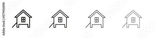 Chicken coop icons in minimalistic thin line strokes designs